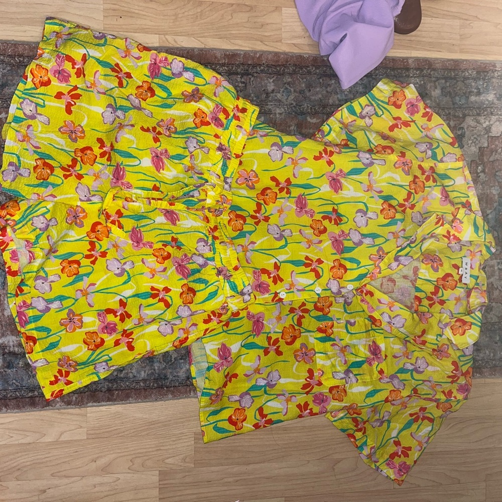 Wray Yellow Floral Graphic XL Loungwear Set 100% cotton